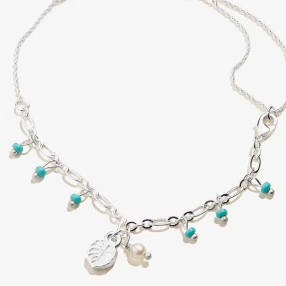 NWT New Alex and Ani Tropical Leaf Anklet Shiny Silver Retire Rare